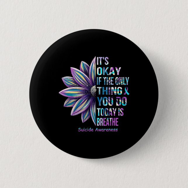 Sunflower Suicide Prevention Awareness Month Famil Button (Front)
