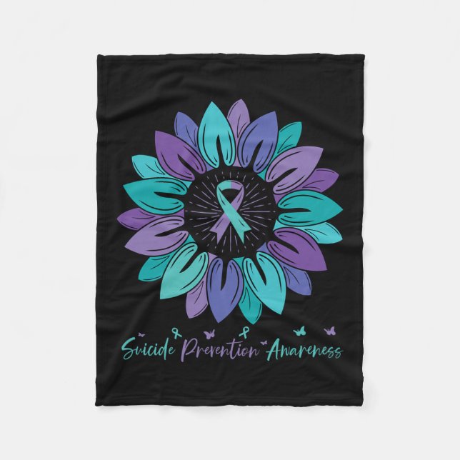 Sunflower Suicide Prevention Awareness Month  Fleece Blanket (Front)
