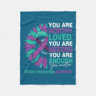 Sunflower Suicide Prevention Awareness Motivationa Fleece Blanket