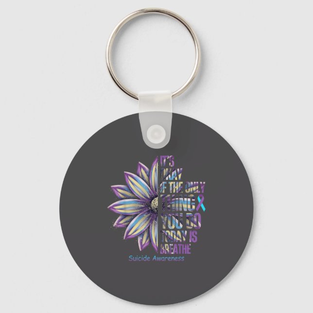 Sunflower Suicide Prevention Awareness Week Teal P Keychain (Front)