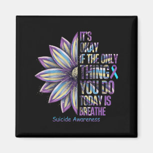 Sunflower Suicide Prevention Awareness Week Teal P Magnet