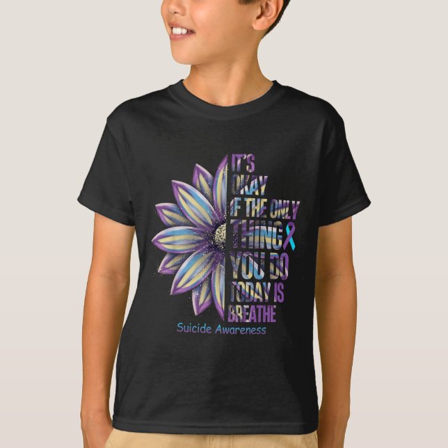 Sunflower Suicide Prevention Awareness Week Teal P T-Shirt (Front)