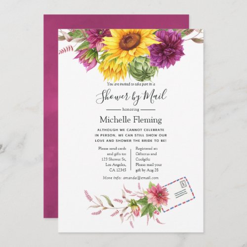 Sunflower Summer Bridal or Baby Shower by Mail Invitation