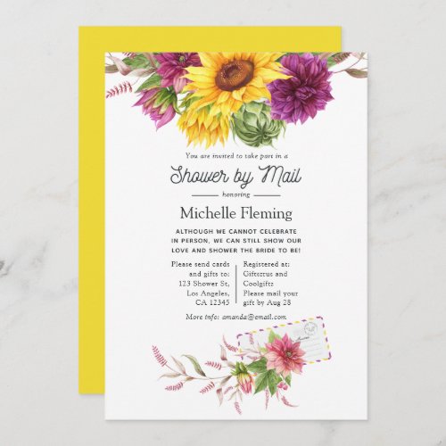 Sunflower Summer Bridal Shower by Mail Invitation