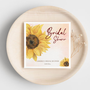 Sunflower summer fall bridal shower template napkins