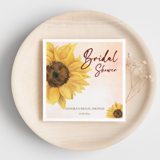 Sunflower summer fall bridal shower template napkins (Sunflower summer fall bridal shower template napkins personalized tableware decor)