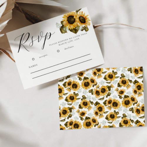Sunflower Summer Floral Wedding RSVP Card