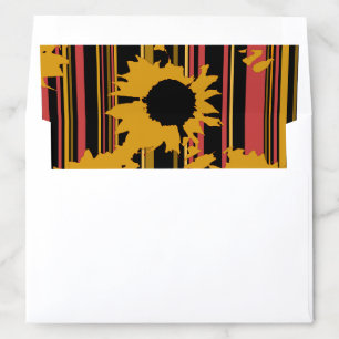 Sunflower Summer Gold Red Wedding Envelope Liner