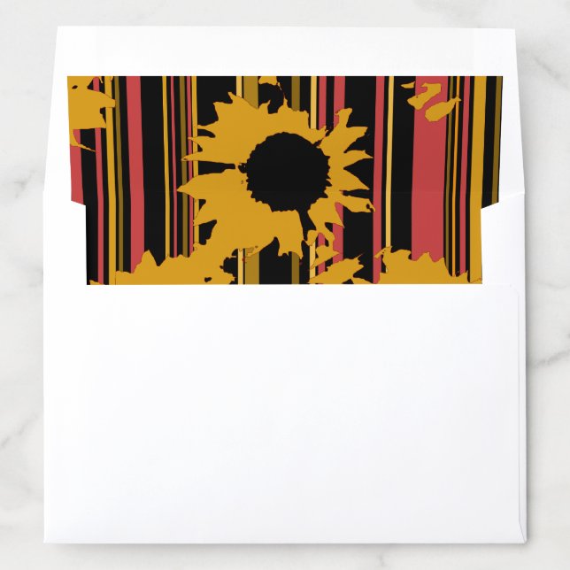 Sunflower Summer Gold Red Wedding Envelope Liner (In Envelope)