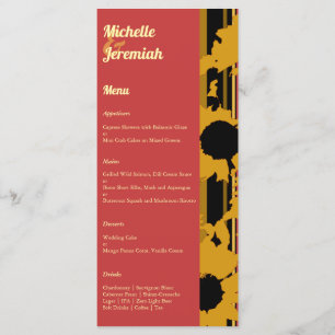 Sunflower Summer Gold Red Wedding Menu