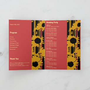 Sunflower Summer Gold Red Wedding Photo Program