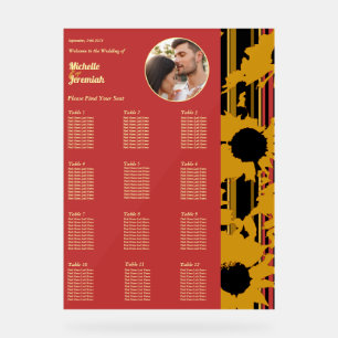 Sunflower Summer Gold Red Wedding Photo Sear Chart