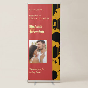 Sunflower Summer Gold Red Wedding Photo Welcome Retractable Banner