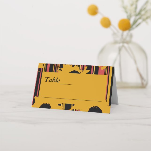 Sunflower Summer Gold Red Wedding  Place Card (Front)