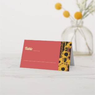 Sunflower Summer Gold Red Wedding Place Card