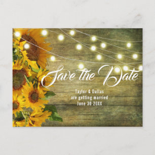 Sunflower Summer Rustic Americana Save the Date Postcard