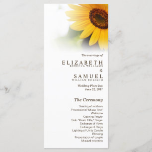 Sunflower Summer Wedding Program Rack Cards