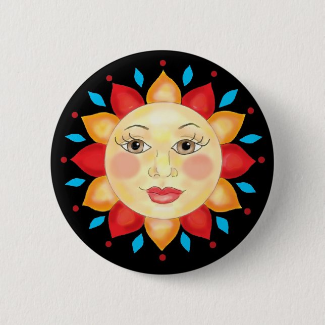 Sunflower Sun Face Button (Front)