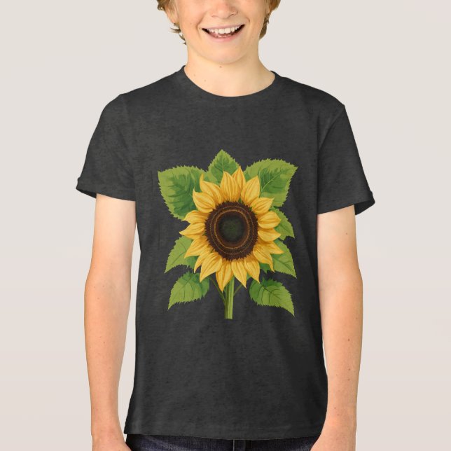 Sunflower & Sun – Symbol of Optimism & Growth Tri-Blend Shirt (Front)