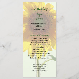 Sunflower Sunbathing Wedding Program