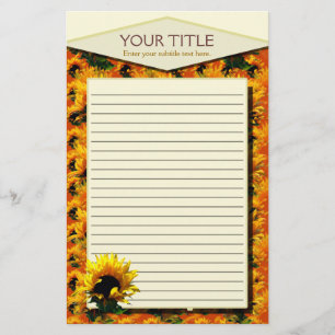 Sunflower Sunrise Lined Stationery
