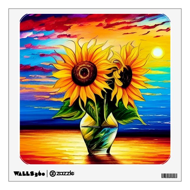 Sunflower Sunset Beach Wall Decal (Front)