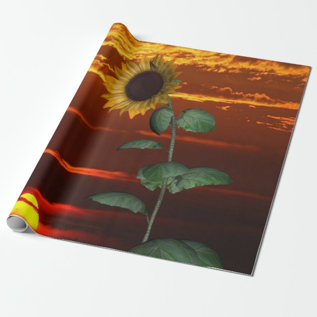 Sunflower Sunset Matte Wrapping Paper (Unrolled)