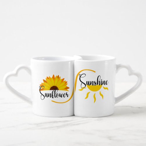 Sunflower Sunshine Couples Wedding Anniversary Coffee Mug Set