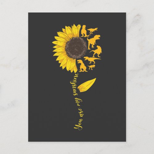 Sunflower Sunshine Cute Dinosaur Lover Trex Dino Postcard