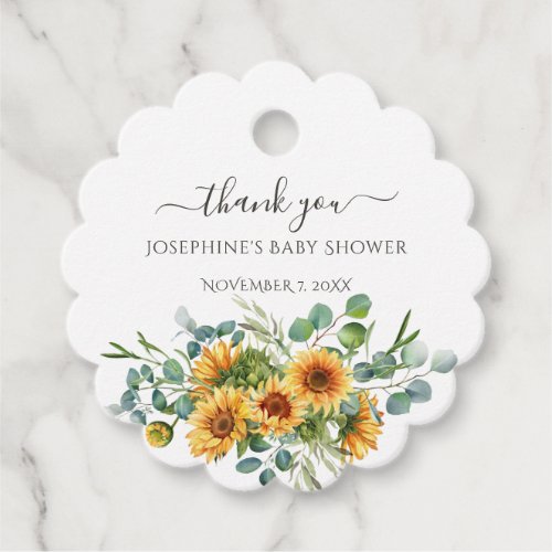 Sunflower Sunshine Fall Baby Shower Gift Favor Tag