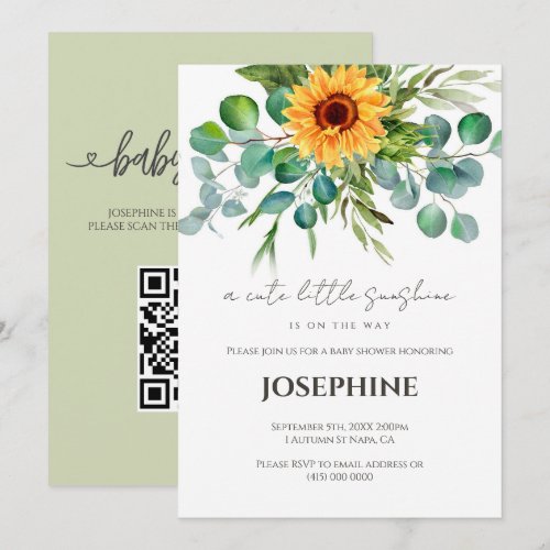 Sunflower Sunshine Fall Baby Shower Invitation