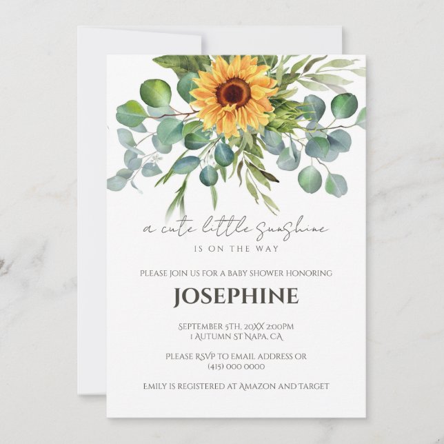 Sunflower Sunshine Fall Baby Shower Invitation (Front)