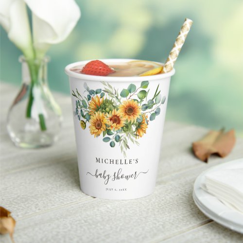 Sunflower Sunshine Fall Baby Shower Paper Cups