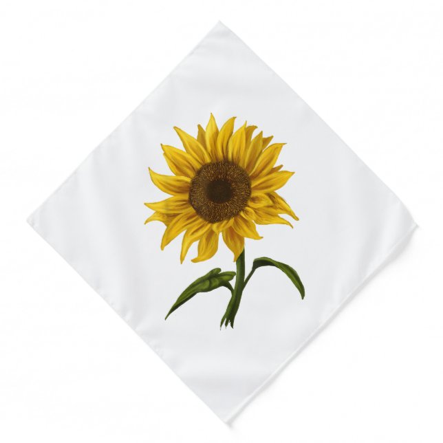 Sunflower Sunshine Floral Watercolor Flower Bandana (Front)