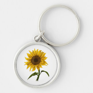 Sunflower Sunshine Floral Watercolor Flower Keychain