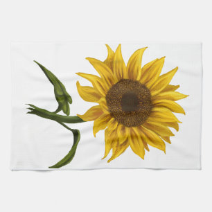 Sunflower Sunshine Floral Watercolor Flower Kitchen Towel