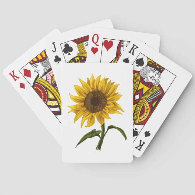 Sunflower Sunshine Floral Watercolor Flower Poker Cards (Back)