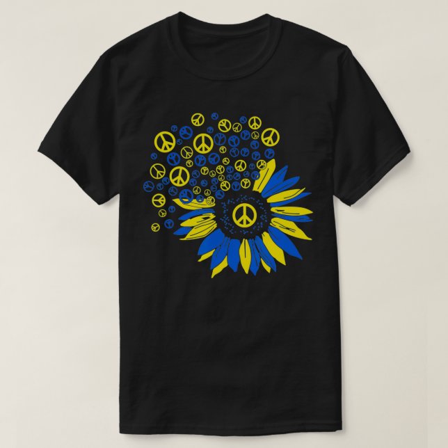 Sunflower Support I Stand With Ukraine Peace Mens  T-Shirt (Design Front)