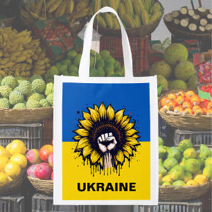 Sunflower Support Ukraine Flag  Grocery Bag