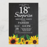 Sunflower Surprise 18th Birthday Invitation<br><div class="desc">Sunflower Surprise 18th Birthday Invitation. Floral Flowers and Chalkboard Background. Country Vintage Retro. Women Birthday. 12th 13th 15th 16th 18th 20th 21st 30th 40th 50th 60th 70th 80th 90th 100th, any ages. Printable Digital. For further customization, please click the "Customize it" button and use our design tool to modify this...</div>