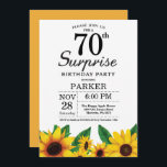 Sunflower Surprise 70th Birthday Invitation<br><div class="desc">Sunflower Surprise 70th Birthday Invitation. Floral Flowers and White Background. Country Vintage Retro. Women Birthday. 12th 13th 15th 16th 18th 20th 21st 30th 40th 50th 60th 70th 80th 90th 100th, any ages. Printable Digital. For further customization, please click the "Customize it" button and use our design tool to modify this...</div>