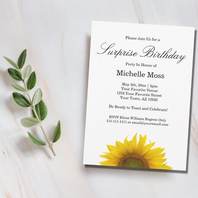 Sunflower Surprise Birthday Party Invitation (Creator Uploaded)
