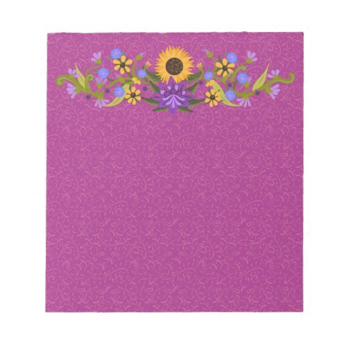 Sunflower Swag on Magenta Swirls Beautiful  Notepad