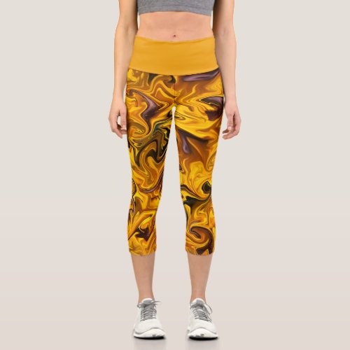 Sunflower Swirl Capri Leggings