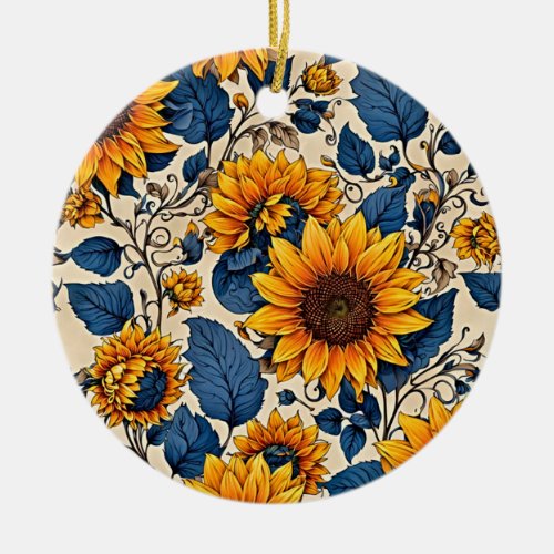 Sunflower Symphony Radiate Joy with Our Colorful Ceramic Ornament