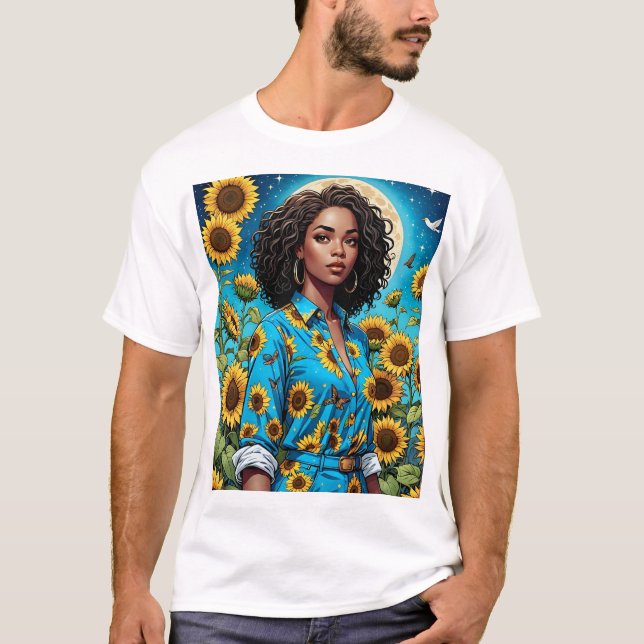 Sunflower T Shirt Moonlit Beauty Retro Aesthetic (Front)