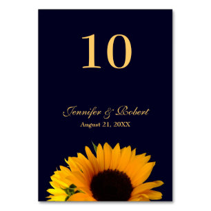 Sunflower Table Number (Navy Blue)
