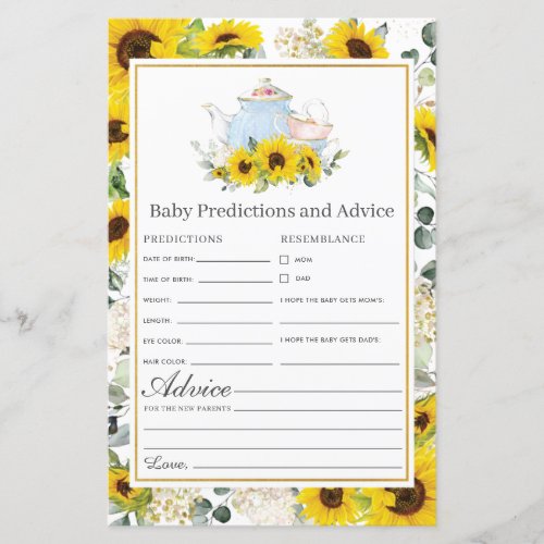 Sunflower Tea Party Baby Predictions and Advice
