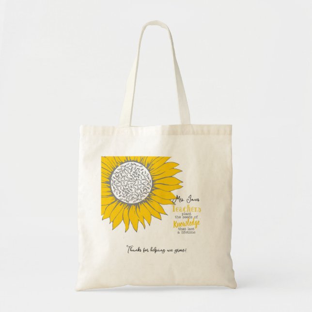 Sunflower Teacher Plant Seeds gift book  Tote Bag (Front)