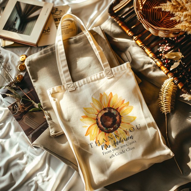 SUNFLOWER Teacher Thank You Class Gift Tote Bag (Creator Uploaded)